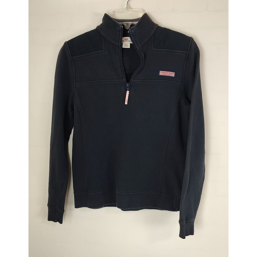 Vineyard Vines Mens XS Navy Blue 100% Cotton Quarter Zip Pullover Whale Logo